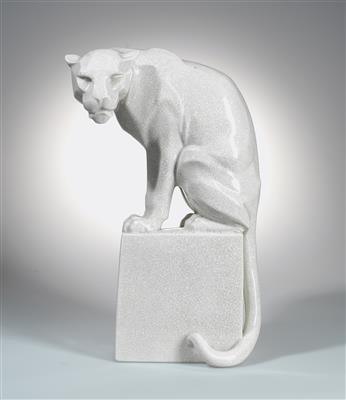 Franz Barwig, a panther, model number: 1630, model year: 1925, executed by Augarten Porcelain Manufactory, Vienna, c. 1934 - Secese a umění 20. století