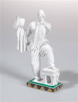 Hertha Bucher, a gentleman with top hat, model number: 1589, model year: 1926, executed by Augarten Porcelain Manufactory Vienna, before WWII - Jugendstil and 20th Century Arts and Crafts