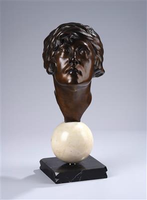 Josef Lorenzl, a large bronze female head on a round stone sphere, Vienna, c. 1930 - Jugendstil and 20th Century Arts and Crafts
