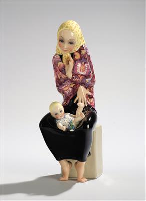 Madonna and child with a small bird, Ceramiche Lenci, Turin, c. 1930 - Secese a umění 20. století