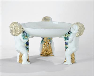 Michael Powolny, “a centrepiece with three standing putti, no. 154”, model number: K 0345, designed c. 1907, executed by Wiener Keramik, by 1912 - Jugendstil e arte applicata del XX secolo