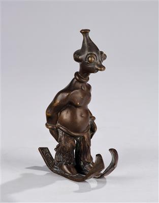 Richard Teschner (Carlsbad 1870–1948 Vienna), a grotesque figurine on skis, designed in Vienna, c. 1910/20 - Jugendstil e arte applicata del XX secolo