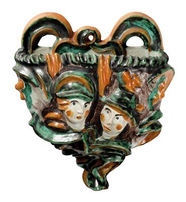 Vally Wieselthier, a wall vase as a relief with two heads, model number: K 250, Wiener Werkstätte, 1927/29 - Jugendstil and 20th Century Arts and Crafts