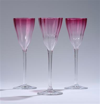 Three wine glasses, School of Koloman Moser, commissioned by E. Bakalowits & Söhne, Vienna c. 1900 - Jugendstil and 20th Century Arts and Crafts