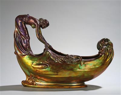 A large jardinière: allegory of water, model: 7037, designed in c. 1903/04, executed by Zsolnay, Pécs, 1930s - Jugendstil and 20th Century Arts and Crafts