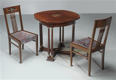 Hans Christiansen, a table with two chairs, probably executed by Ludwig Schäfer, Mainz, 1908–10 - Jugendstil and 20th Century Arts and Crafts