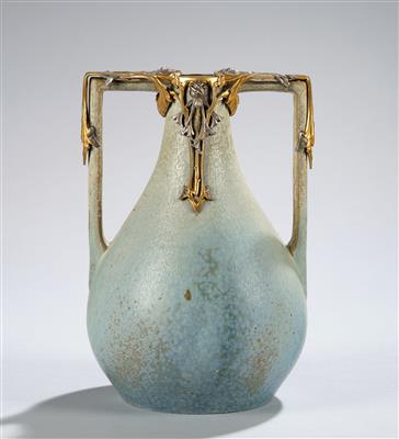 An amphora-style handled vase with gilt and silvered metal mount, Blache, c. 1900 - Jugendstil and 20th Century Arts and Crafts