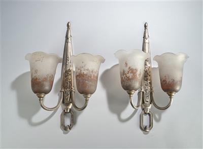 Paar zweiarmige Wandlampen, Frankreich, um 1925/30 - Jugendstil und angewandte Kunst des 20. Jahrhunderts