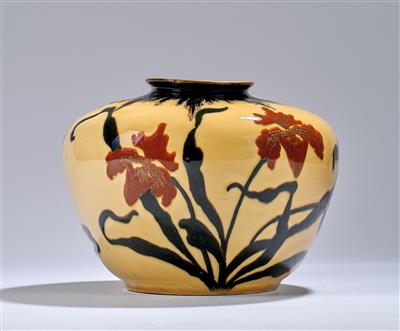 Vase mit Orchideen, Ernst Wahliss, Turn-Wien, um 1900/1910 - Jugendstil und angewandte Kunst des 20. Jahrhunderts
