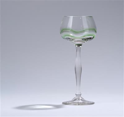A white wine glass with wave relief, attributed to Hans Christiansen, Theresienthaler Krystallglasfabrik Zwiesel, c. 1900 - Jugendstil and 20th Century Arts and Crafts