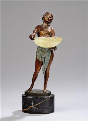 Bruno Zach (Austria 1891–1945), a female figure with a bowl, Austria, c. 1925 - Jugendstil and 20th Century Arts and Crafts