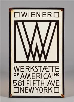 Firmenschild der Wiener Werkstätte of America Inc 581 Fifth Ave New York,  spätere Ausführung - Jugendstil und angewandte Kunst des 20. Jahrhunderts  07.07.2021 - Erzielter Preis: EUR 1.664 - Dorotheum