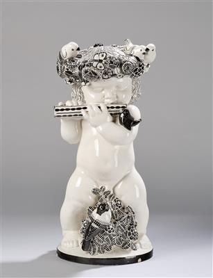 Michael Powolny, a putto with flute, WK model no. 286, designed in c. 1910, executed by Wiener Keramik, by 1912 - Jugendstil e arte applicata del XX secolo