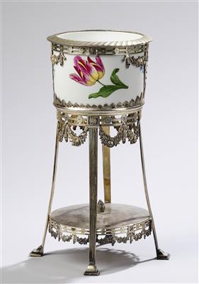 A silver centrepiece, Moritz Elimeyer, Dresden, c. 1900, with a porcelain bowl with floral motifs by Meissen Porcelain Manufactory - Jugendstil and 20th Century Arts and Crafts