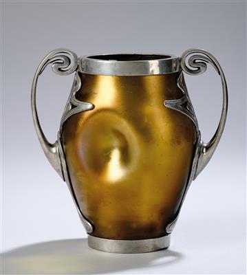 A vase with metal mount by Johann Lötz Witwe, Klostermühle, commissioned by F. van Hauten Sohn, Bonn, 1896–1904 - Jugendstil and 20th Century Arts and Crafts