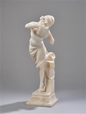 Große Figur: Schlittschuhläuferin aus Marmor, Entwurf: um 1920 - Jugendstil und angewandte Kunst des 20. Jahrhunderts