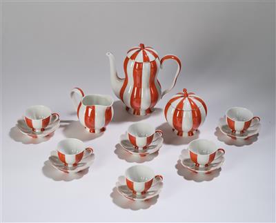 Josef Hoffmann, a mocha service in melon shape for six persons, designed in 1929, Vienna Porcelain Factory Augarten, after World War II - Jugendstil and 20th Century Arts and Crafts