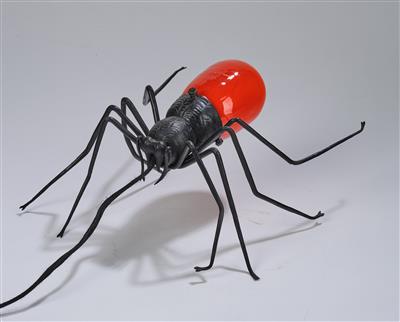 A spider table lamp with orange lampshade, designed in c. 1925/30 - Secese a umění 20. století