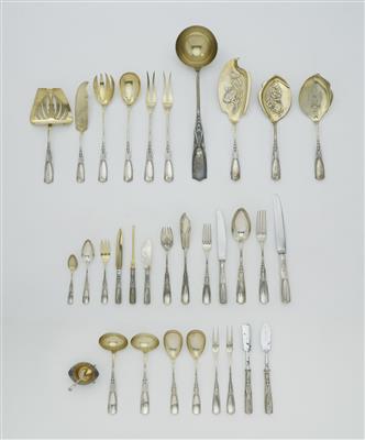 A 185-piece silver cutlery set, Carl Zeller for Bruckmann & Söhne, Heilbronn, c. 1902 - Jugendstil e arte applicata del XX secolo