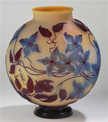 Große Vase mit Klematisranken, Emile Gallé, Nancy, 1928/36 - Jugendstil & Angewandte Kunst des 20. Jahrhunderts
