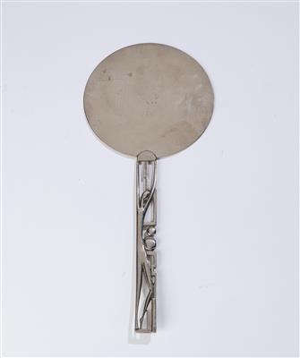 Karl Hagenauer, hand mirror with female figurine, model number 2246, originally executed in 1929, executed by Werkstätten Hagenauer, Vienna - Jugendstil and 20th Century Arts and Crafts