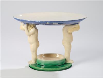 Michael Powolny, “Centrepiece with two putti, No. 13a”, designed in around 1907, executed by Wiener Keramik, by 1912 - Jugendstil e arte applicata del XX secolo