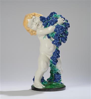Michael Powolny, "Putto mit Trauben No. 61" ("Herbst"), model number K 105, designed in around 1907, executed by Wiener Keramik, by 1912 - Jugendstil and 20th Century Arts and Crafts