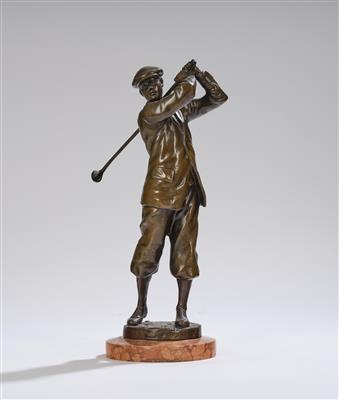 Richard Thuss, a bronze figure: "golf player" ("Joueur au Golf"), model number 6705, Argentor, Vienna, c. 1925 - Jugendstil and 20th Century Arts and Crafts