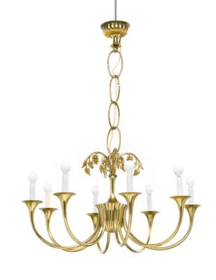 Josef Hoffmann (Austria, 1870-1956), a large brass chandelier, Wiener Werkstätte, c. 1925 - From the Schedlmayer Collection- Art Nouveau and 20th Century Applied Arts