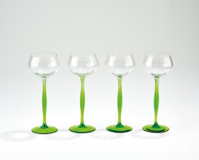 Peter Behrens (Germany 1868-1940), four wine glasses, Benedikt von Poschinger crystal glass factory, Oberzwieselau, c. 1898 - Ze sbírky Schedlmayer - secese a užité umění 20. století