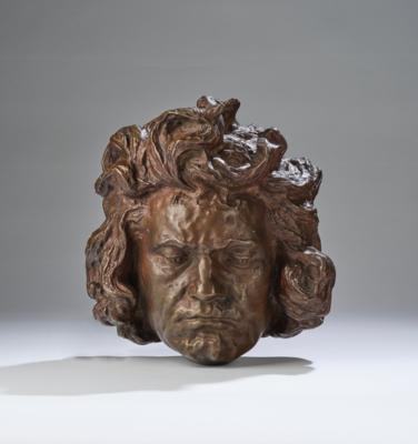 Carl Wollek (Brünn 1862-1936 Wien), Bronzemaske von Ludwig van Beethoven, Wien, um 1902 - Jugendstil & Angewandte Kunst des 20. Jahrhunderts