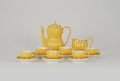 Josef Hoffmann, a mocha service in melon shape, for six persons, designed in 1929, executed by Vienna Porcelain Factory, Augarten, before WWII - Jugendstil and 20th Century Arts and Crafts