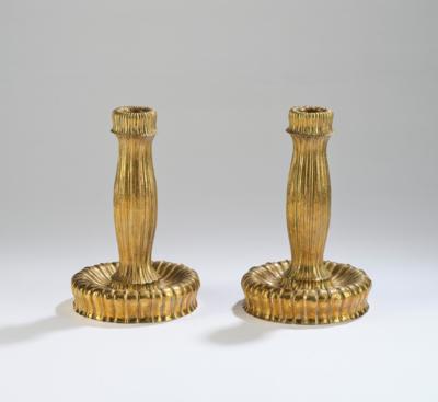 Josef Hoffmann, a pair of candelabra (original title: "Leuchter", wired for single light), model number: M la 26, Wiener Werkstätte, 1923-24 - Secese a umění 20. století