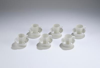 Josef Hoffmann, six mocha cups and six saucers, Royal Porcelain Manufactory Berlin (KPM), c. 1922 - Secese a umění 20. století
