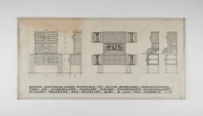 Otto Prutscher, zwei Entwürfe: ein Sekretär und Lampentisch/Blumentisch, 1940/48 - Jugendstil & Angewandte Kunst des 20. Jahrhunderts