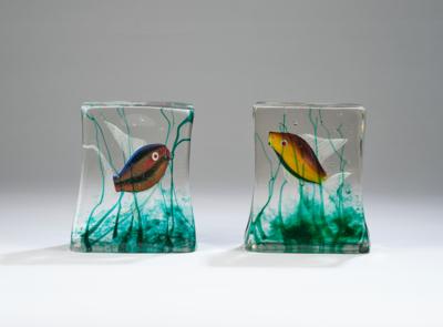 Two aquariums with fish, Salviati, Murano, 1960s - Jugendstil e arte applicata del XX secolo