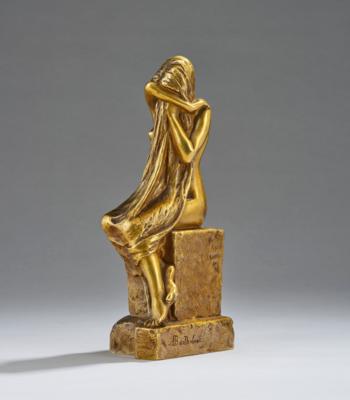 Albert Bartholomé (Frankreich, 1848-1928), sitzender Frauenakt, das Gesicht mit einem Tuch verdeckend, Frankreich, um 1900/20 - Jugendstil & Angewandte Kunst des 20. Jahrhunderts