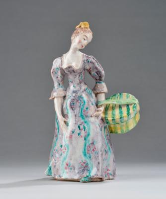 Fini Platzer (Innsbruck 1913-1990 Thaur), Frauenfigur mit Hutschachtel - Jugendstil & Angewandte Kunst des 20. Jahrhunderts