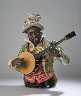 A large half-length figure of a banjo player after Pietro Calvi, c. 1880/1900 - Secese a umění 20. století