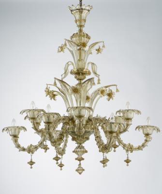 A large twelve-flame chandelier, Murano, 20th century - Secese a umění 20. století