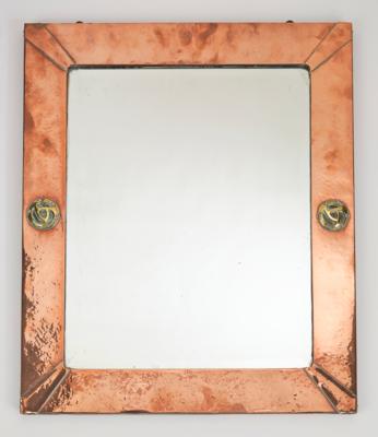 A rectangular mirror made of copper with gilt brass elements, c. 1900 - Secese a umění 20. století