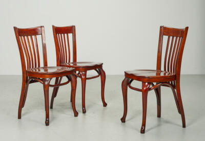 Adolf Loos, three chairs, designed in 1913 for Café Capua, executed by Gebrüder Thonet, Vienna - Secese a umění 20. století