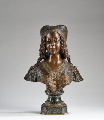 Affortunato (Fortunato) Gory (Florenz, aktiv 1895-1925), Mädchenbüste aus Bronze, um 1920 - Jugendstil & Angewandte Kunst des 20. Jahrhunderts