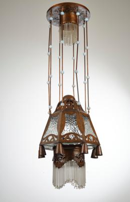 A large hanging lamp (lantern) with eleven lights in Secessionist style, c. 1900 - Jugendstil e arte applicata del XX secolo