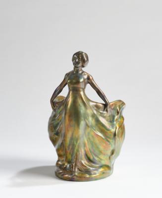 Lajos Mack (1846-1963), a vase with a female figure, model number 6128, designed in around 1900, executed by Zsolnay, Pécs, c. 1937 - Jugendstil and 20th Century Arts and Crafts