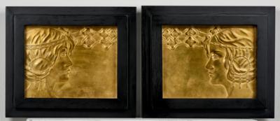 A pair of reliefs with female profiles and floral decorations, attributed to Georg Klimt, Vienna, c. 1900 - Secese a umění 20. století
