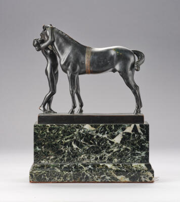 Erich Schmidt-Kestner (1877-1941),an Amazon with horse, designed in c. 1910, executed by Aktiengesellschaft Gladenbeck, Berlin - Jugendstil e arte applicata del XX secolo