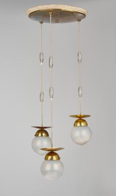 A hanging lamp in Secessionist style with three lamp globes, Bohemia, c. 1900 - Jugendstil e arte applicata del XX secolo