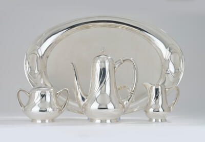 Hans Christiansen, a four-part silver coffee, model number 8070, designed in 1901, executed by Bruckmann & Söhne, Heilbronn, 1902/03 - Jugendstil and 20th Century Arts and Crafts