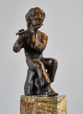 Helmut Bourger (Germany, 1929-1989), a bronze figure (“Flötenspieler”), model 09-2, 1988 - Jugendstil e arte applicata del XX secolo